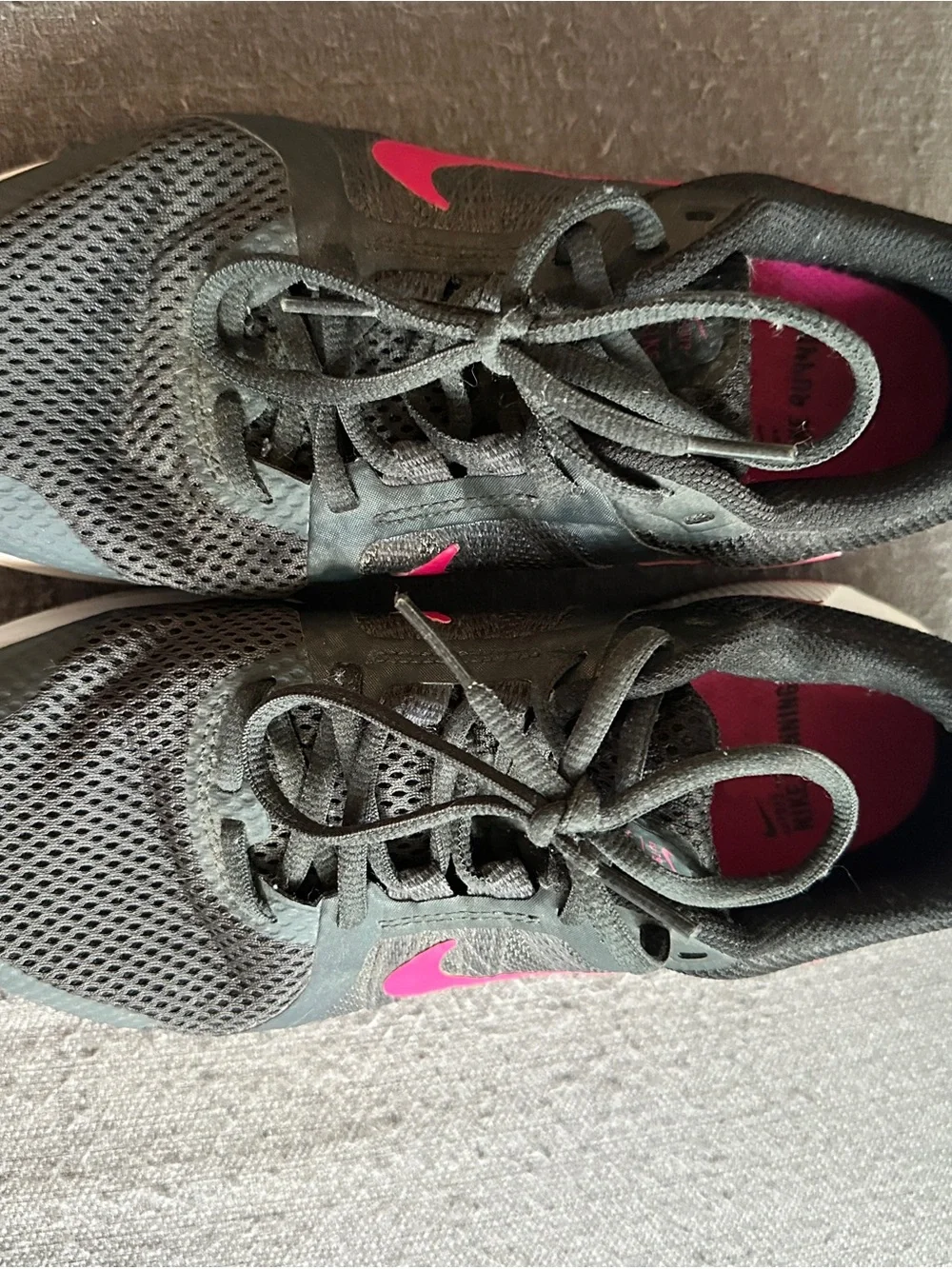 Nike Women's Black Athletic Shoes with Pink Swoosh